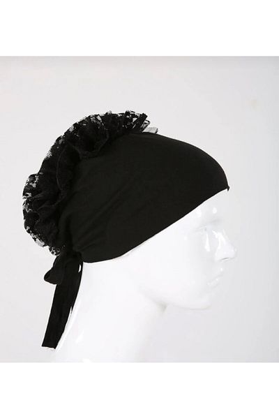 Şalcınız Hijab Frilly Black Bonnet