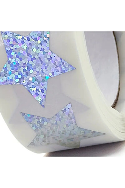 hdcw 500 ADET 2.5cm RULO YAPIŞKANLI YILDIZ DESENLİ STICKER ETİKET HEDİYE PAKETLEME