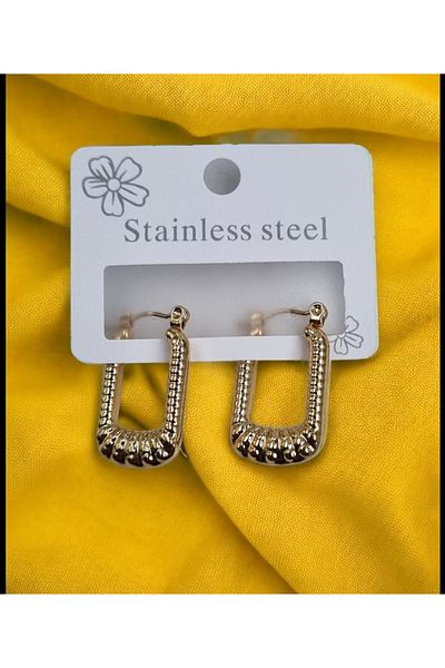 shop Seriously 316L Steel Engraved Rectangular Earrings