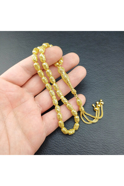 Selderesi 925 Ayar Sarı Altın Kaplama Gümüş Tesbih