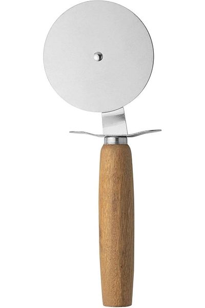 NcK Stainless Steel Dough Cutter with Wooden Handle, 20 cm Pizza Roller, Practical Accessory for Kitchen