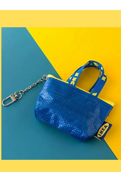 IKEA Knölıg 9X7 cm Mini Carry Bag Shaped Blue Keychain Area_Online