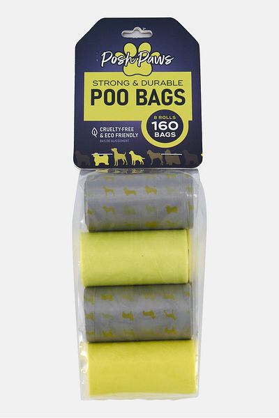 Posh Paws 8 Rolls Strong And Durable Poo Bag, Assorted