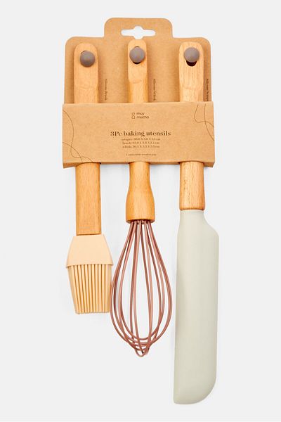 Muy Mucho 3 Pieces Baking Utensils, Tan