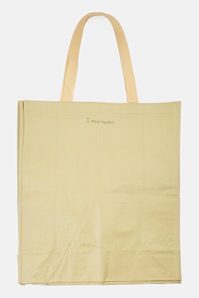 Muy Mucho حقيبة بلاستيكية بشعار العلامة التجارية 40 × 17 × 45 سم، زيتوني فاتح