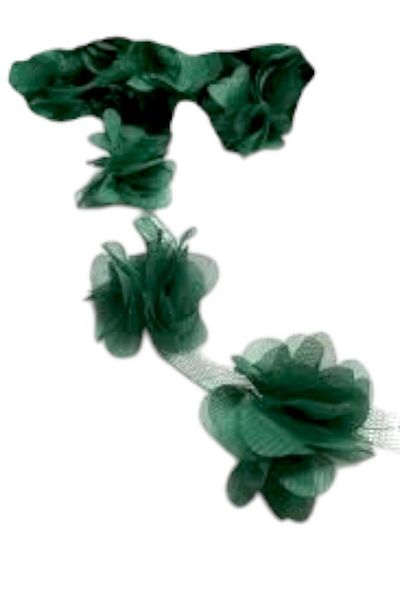Armada 24 Pieces (Total 2 Meters) Laser Cut Meters Tulle Flower Emerald Green