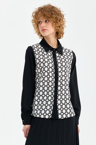 Esswaap Black Pleated Skirt and Chain Patterned Set