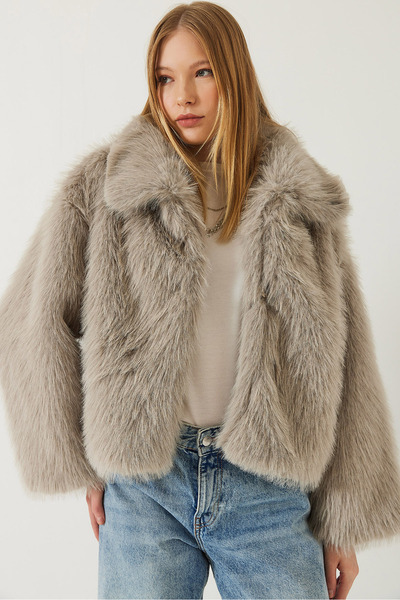 Bianco Lucci Women's Collared Faux Fur Lined Coat 38120 60251969