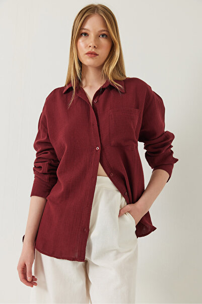 Bianco Lucci Women's Single Pocket Oversize Muslin Shirt 2026 60271020