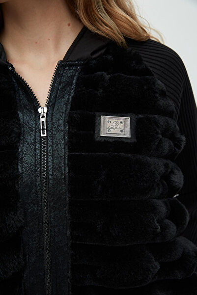 DAIDO KENDİNDEN ÇİZGİLİ KÜRK MONT