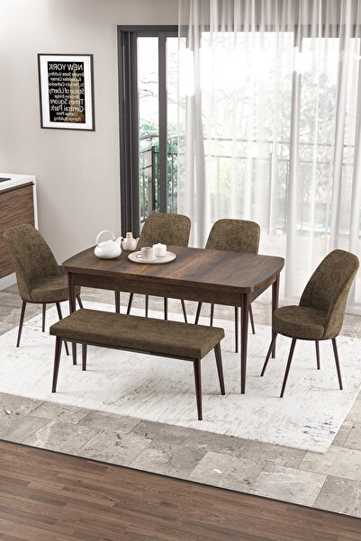 Canisa Concept Zen Serisi 80x132 Mdf Açılabilir Barok Ahşap Desen Masa Takımı...