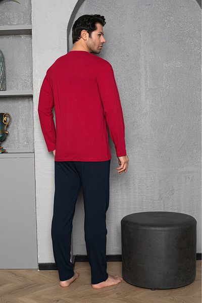 snooza Sude Men's Bamboo Cotton Combed Long Sleeve Soft Textured Seasonal Pajamas Set