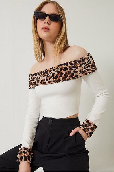 Bianco Lucci Bluză de damă cu guler Madonna din catifea leopard 7197 60261283
