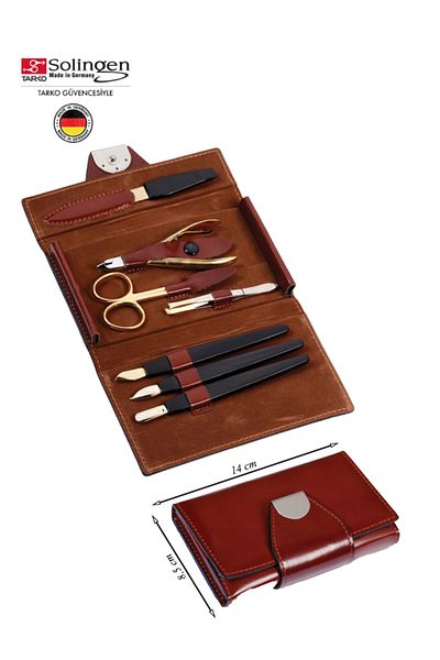 Solingen Professional Manicure Pedicure Set – 9 Pieces in Leather Case, Stainless Steel