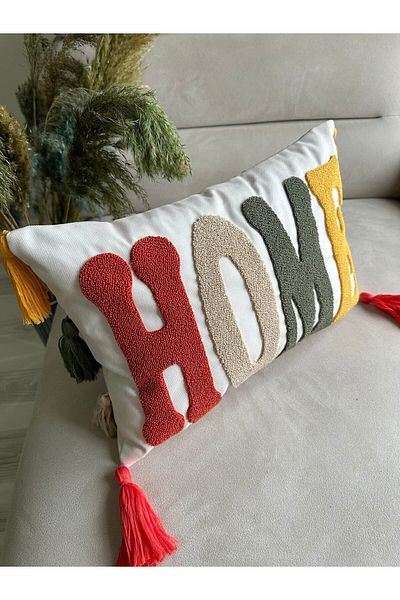 Reset Punch Embroidered Throw Pillow Cover