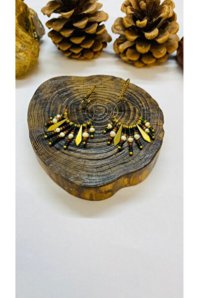 Porsuk Alternatif أقراط من اللؤلؤ البوهيمي العرقي الأصيل المصنوع يدوياً