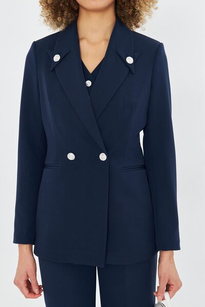 LOVELF Yakası Düğme Detaylı 3lü Takım Lacivert