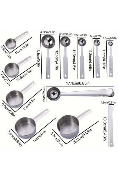 Choice Other 12 Piece Measuring Cup And Spoon Set - Stainless Steel Measuring Cup Set For Cooking And Bakin