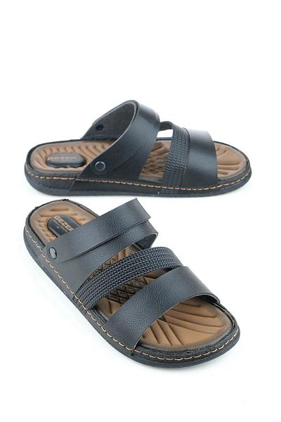 GEZER Men's Full Mid-Pedic Leather Daily Outdoor Sandals Slippers - Golden Step