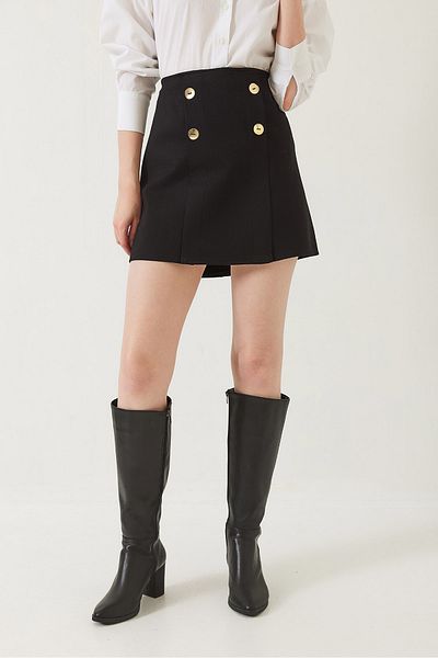 Bianco Lucci Fusta mini tricotată din oțel cu model cu nasturi 60261235