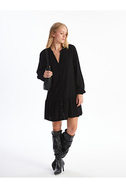 LC Waikiki Off-Shoulder Straight Long Sleeve Dress