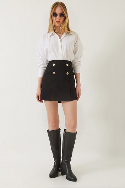 Bianco Lucci Fusta mini tricotată din oțel cu model cu nasturi 60261235