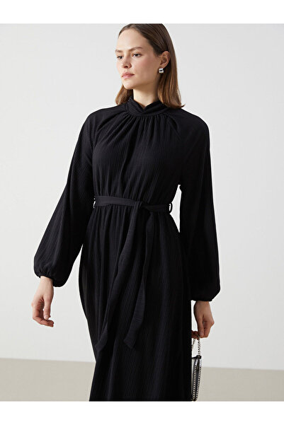 LC Waikiki Trendlucky Textured Dress with a High Collar