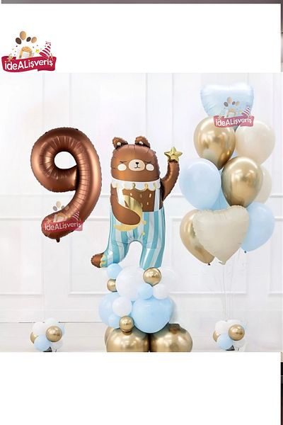 Laviyosa ΧΑΡΙΤΩΜΕΝΟ TEDDY BEAR BEAR FOIL 9 ΗΛΙΚΙΩΝ ΚΑΦΕ ΦΟΥΛΟΛ ΣΕΤ ΣΤΟΛΙΣΤΙΚΟ ΓΙΑ ΠΑΡΤΥ ΓΕΝΕΘΛΙΩΝ