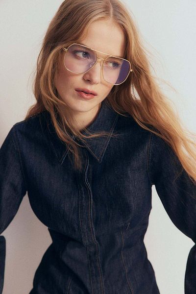 H&M قميص جينز بخصر مدبب