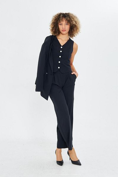 LOVELF Set de 3 piese negru - Guler cu detaliu cu nasturi