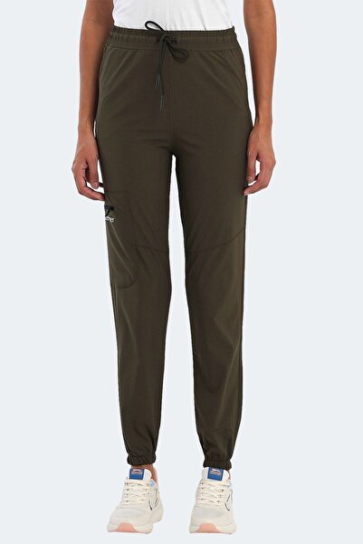 Slazenger Comfortable Khaki Lace-Up Women's Sports Sweatpants Khaki