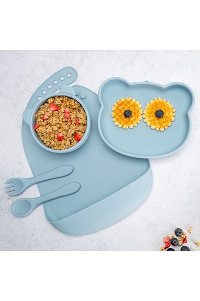 OEM Set Diversificare, AppeKids, 100% Silicon, Panda - Aqua Blue