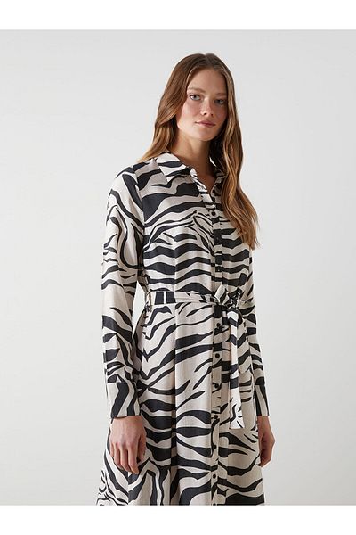 LC Waikiki Rochie cămașă de damă cu model zebră