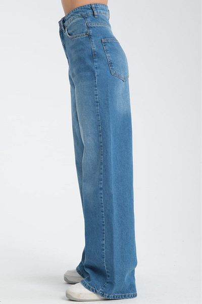 Store 100% Cotton High Waist Loose Fitting Wide Leg Grinded Wide Leg Jeans