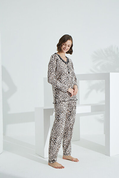 Evia Σετ γυναικεία πιτζάμα με μακριά μανίκια Angelique 100% βαμβάκι 21500