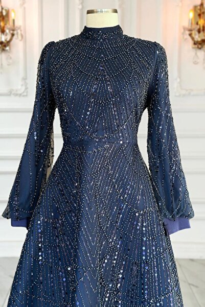 Amine Hüma Karina Abiye Elbise Lacivert