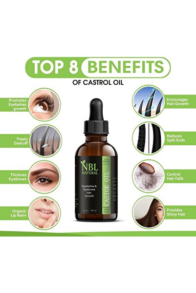 NBL Natural Castor Oil for Eyelashes, Eyebrows and Hair Growth with Mascara Starter Kit, 60 ml