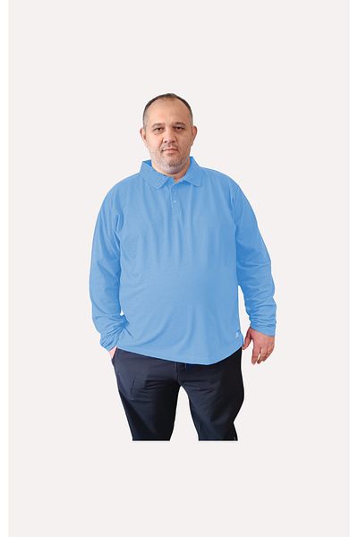 BİG NONA Tricou unisex cu mânecă lungă cu gât POLO de mărime mare