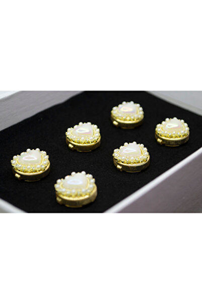 Mini İstiridye Kalp Gold Düğme Aksesuarı