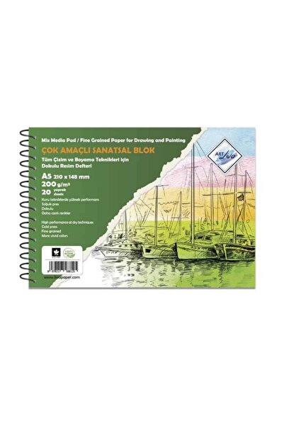 art liva Çok Amaçlı Sanatsal Resim Defteri Dokulu 200 gr 20 Yp A5