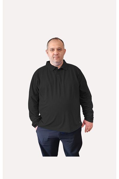 BİG NONA Plus Size Unisex Long Sleeve Collar T-Shirt