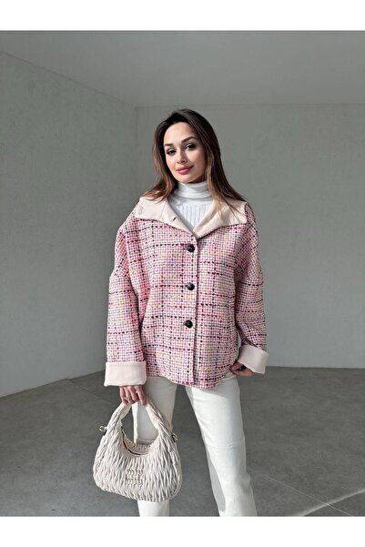 BUTİK ELAJ Women's Colorful Chanel Hooded Coat