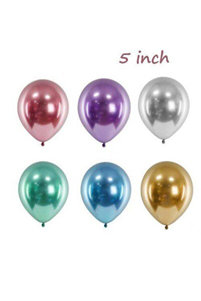 Parti Dükkanım 5 Inch Mini Karışık Krom Balon 10 Adet