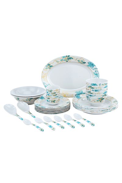 DELCASA 35 Piece Flower sketch Melamineware Dinner Set- DC2462