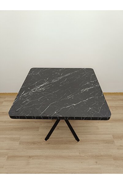 EVKO MOBİLYA Masa, Kare Masa, Ahşap Masa, Mutfak Yemek Masası, Balkon Masası, Metal Ayaklı Masa, 80 Cm