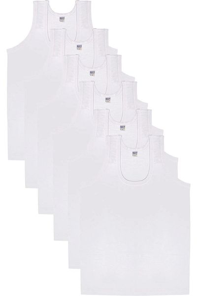 Beyaz Martı White Seagull Star Combed White Men's Undershirt 6 Pcs