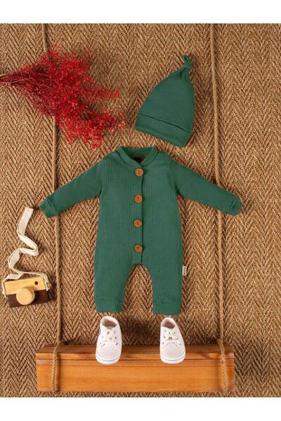 Mai Perla طقم بذلة بيريه خشبية وزر مفصل للأطفال