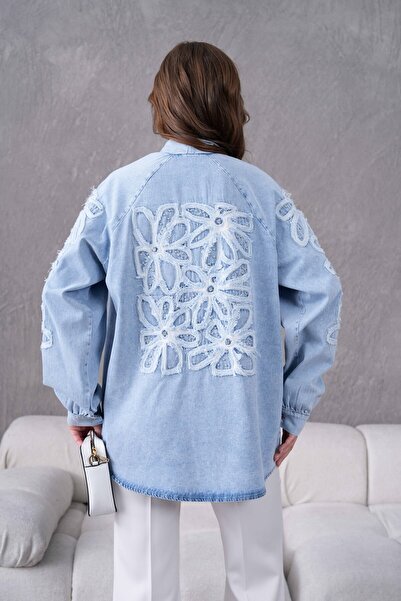 Miss Allos Kadın Arkası Ve Kolları Nakışlı Taş Detaylı Kimono Ceket