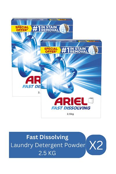 Ariel Fast Dissolving Laundry Detergent Powder 2.5 KG Special Offer X2