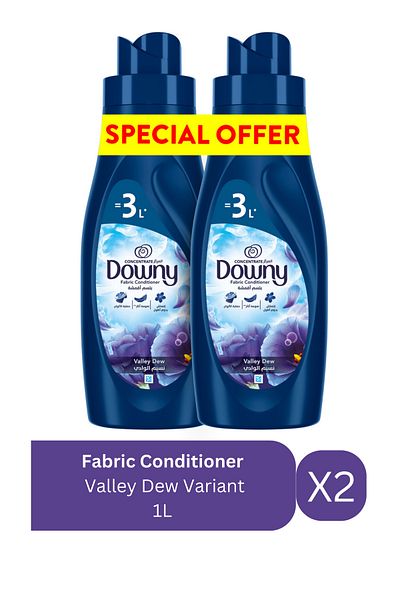 downy منعم الأقمشة، مركّز، صنف فالي ديو، حماية الألوان، 1 لتر × 2